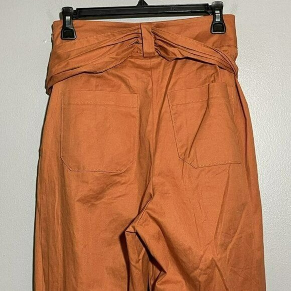 Anthropologie Cartonnier Mom Pants Chino Women Size 6 Orange Pumpkin Buckle Belt - Picture 4 of 8